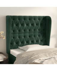 Tête de lit avec oreilles Vert foncé 93x23x118/128 cm Velours | Mobilier & Déco