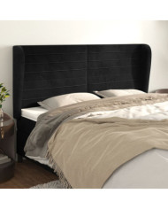 Tête de lit avec oreilles Noir 203x23x118/128 cm Velours | Mobilier & Déco