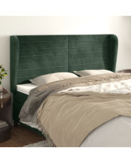 Tête de lit avec oreilles Vert foncé 163x23x118/128 cm Velours | Mobilier & Déco
