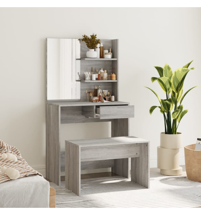 Ensemble de coiffeuse Sonoma gris 74,5x40x141 cm | Mobilier & Déco