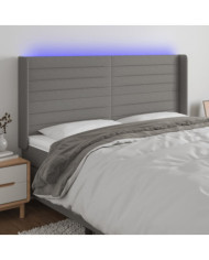 Tête de lit à LED Gris foncé 183x16x118/128 cm Tissu | Mobilier & Déco