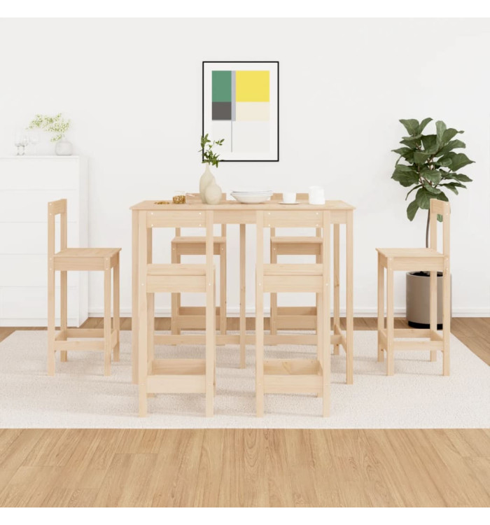 Ensemble de bar 7 pcs Bois de pin massif | Mobilier & Déco