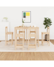 Ensemble de bar 7 pcs Bois de pin massif | Mobilier & Déco