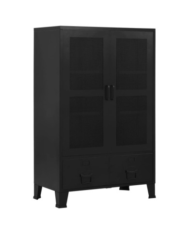 Armoire de bureau avec portes en maille Acier 75x40x120 cm Noir | Mobilier & Déco