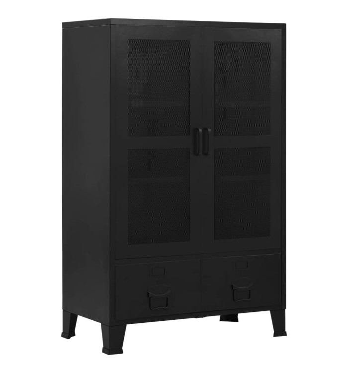 Armoire de bureau avec portes en maille Acier 75x40x120 cm Noir | Mobilier & Déco