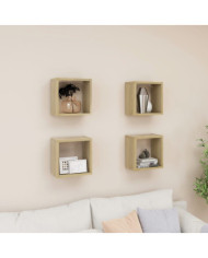 Étagères cube murales 4 pcs Chêne sonoma 26x15x26 cm | Mobilier & Déco