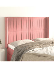 Tête de lit avec oreilles Rose 147x16x118/128 cm Velours | Mobilier & Déco