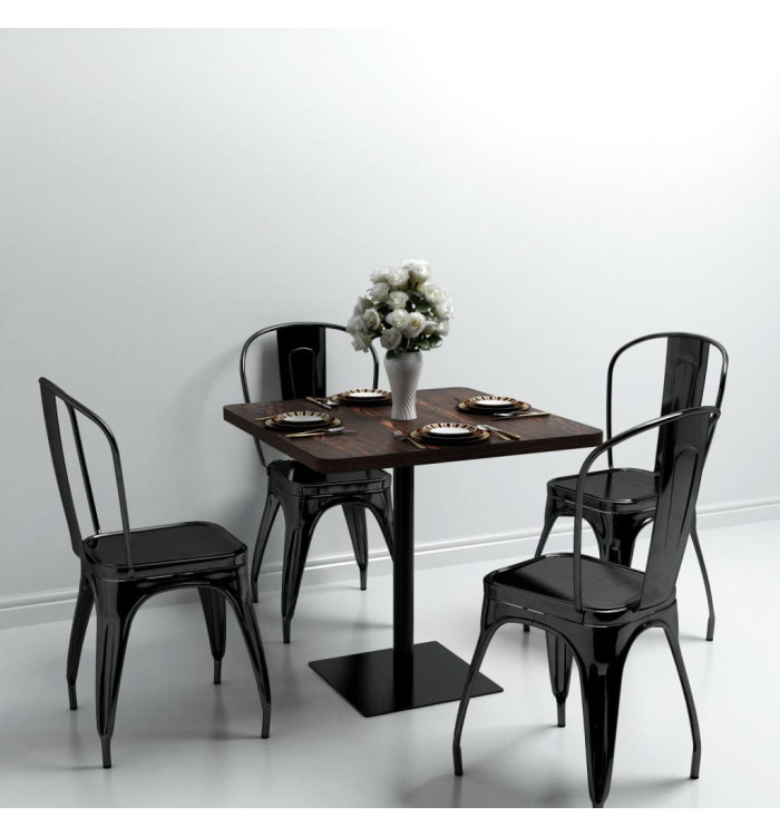 Table de bistro MDF et acier Carré 80 x 80 x 75 cm Frêne foncé | Mobilier & Déco