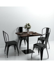Table de bistro MDF et acier Carré 80 x 80 x 75 cm Frêne foncé | Mobilier & Déco