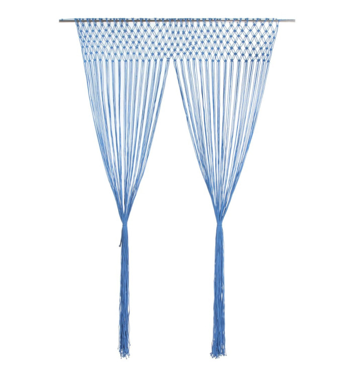 Rideau en macramé Bleu 140x240 cm Coton | Mobilier & Déco