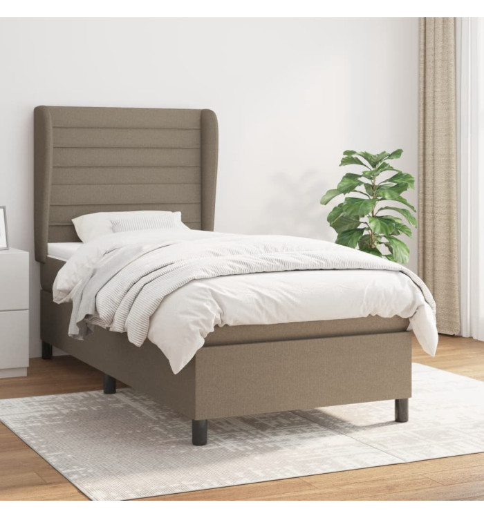 Sommier à lattes de lit avec matelas Taupe 90x190 cm Tissu | Mobilier & Déco