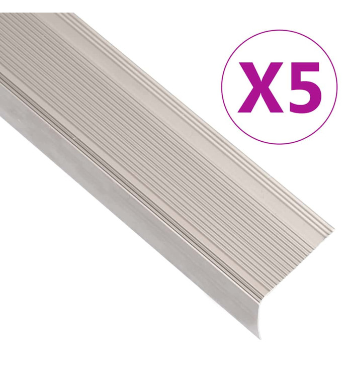 Nez de marche forme en L 5 pcs aluminium 100 cm champagne | Mobilier & Déco