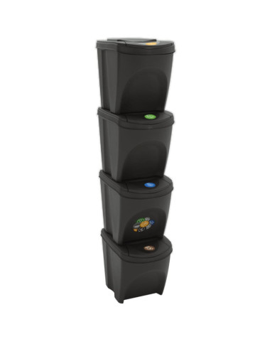 Poubelles à ordures empilables 4 pcs Gris 100 L Polypropylène | Mobilier & Déco