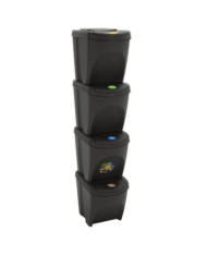 Poubelles à ordures empilables 4 pcs Gris 100 L Polypropylène | Mobilier & Déco