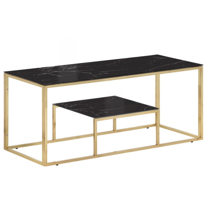 Table basse doré acier inoxydable et verre trempé | Mobilier & Déco