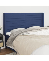 Tête de lit avec oreilles Bleu 183x16x118/128 cm Tissu | Mobilier & Déco