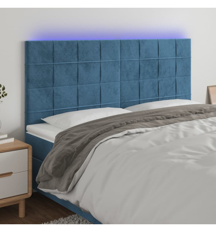 Tête de lit à LED Bleu foncé 160x5x118/128 cm Velours | Mobilier & Déco
