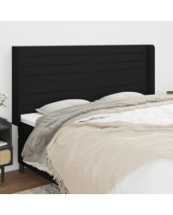 Tête de lit avec oreilles Noir 163x16x118/128 cm Tissu | Mobilier & Déco