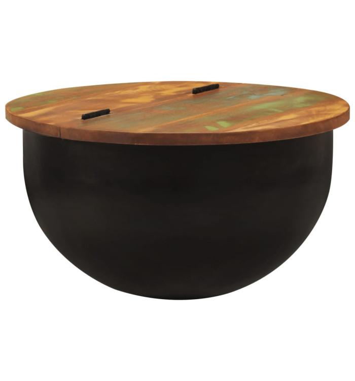 Table basse noir 50x27 cm bois de récupération massif | Mobilier & Déco