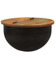 Table basse noir 50x27 cm bois de récupération massif | Mobilier & Déco