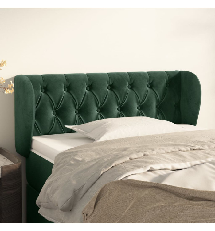Tête de lit avec oreilles Vert foncé 93x23x78/88 cm Velours | Mobilier & Déco