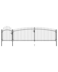 Portail de clôture de jardin avec dessus en lance 5x1,75 m Noir | Mobilier & Déco