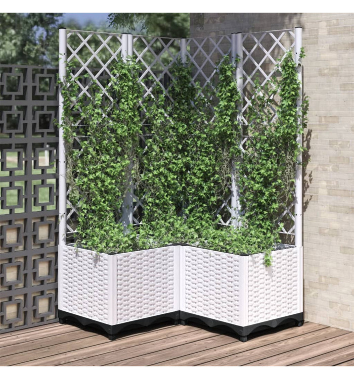 Jardinière avec treillis Blanc 80x80x136 cm PP | Mobilier & Déco