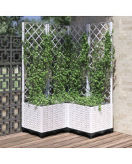 Jardinière avec treillis Blanc 80x80x136 cm PP | Mobilier & Déco