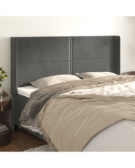 Tête de lit avec oreilles Gris foncé 183x16x118/128 cm Velours | Mobilier & Déco