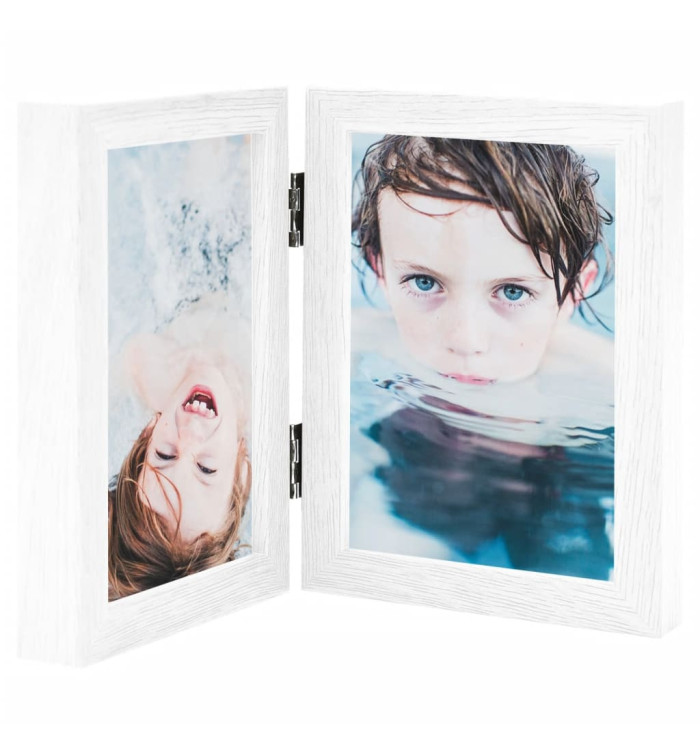 Cadre photo dépliable en deux Blanc 2x(13x18 cm) | Mobilier & Déco