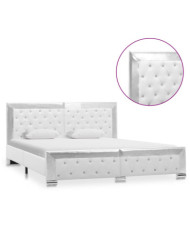 Cadre de lit sans matelas blanc similicuir 160x200 cm | Mobilier & Déco