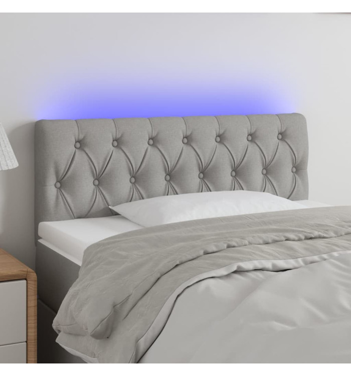 Tête de lit à LED gris clair 100x7x78/88 cm tissu | Mobilier & Déco