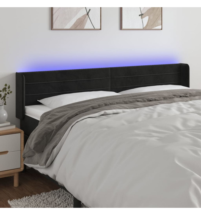 Tête de lit à LED Noir 203x16x78/88 cm Velours | Mobilier & Déco