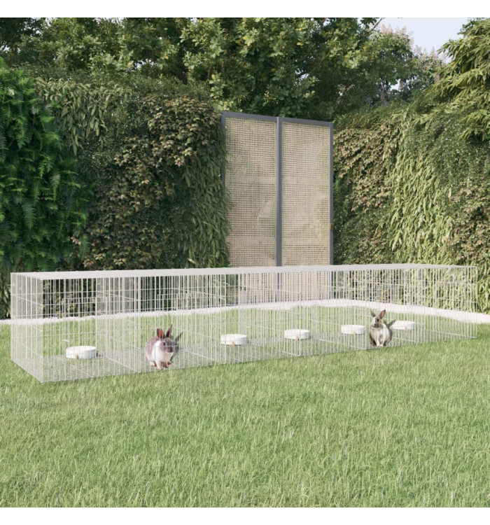 Cage à lapin 6 panneaux 327x79x54 cm Fer galvanisé | Mobilier & Déco