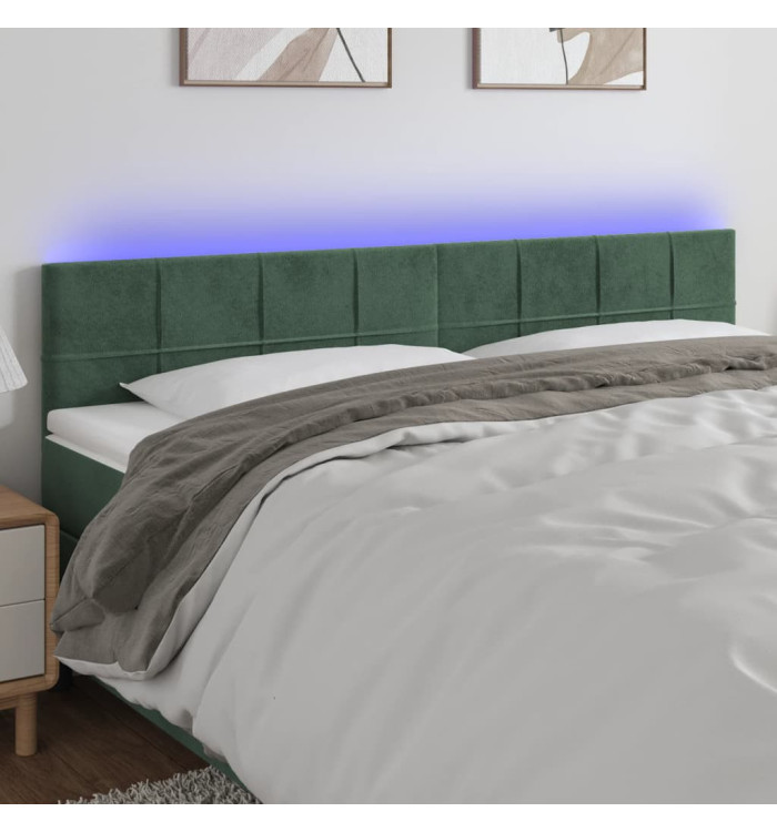 Tête de lit à LED Vert foncé 180x5x78/88 cm Velours | Mobilier & Déco