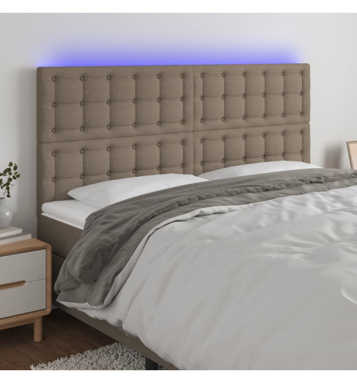 Tête de lit à LED Taupe 160x5x118/128 cm Tissu | Mobilier & Déco
