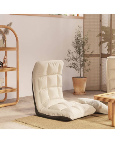 Chaise pliable de sol Crème Tissu | Mobilier & Déco