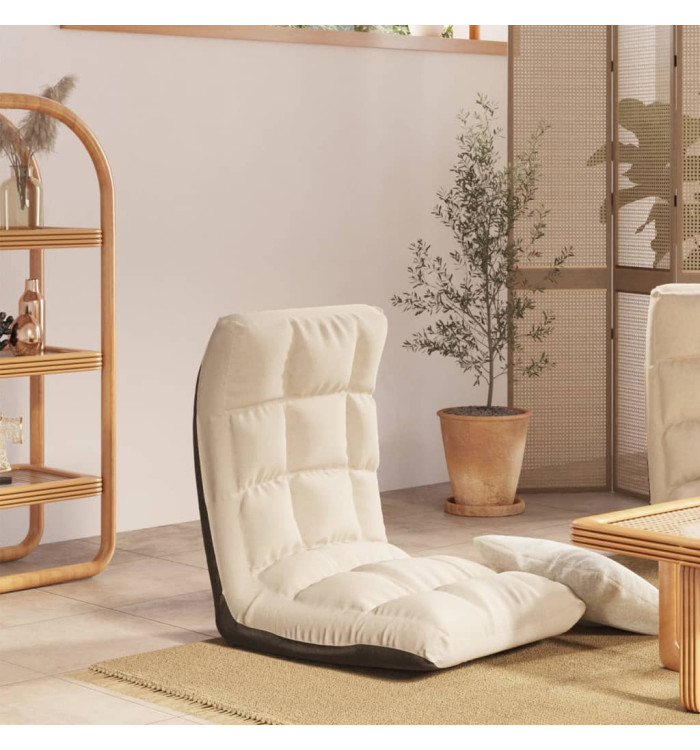 Chaise pliable de sol Crème Tissu | Mobilier & Déco
