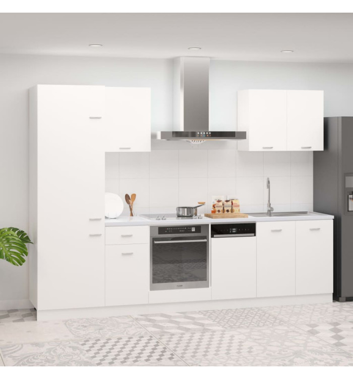 Ensemble de meubles de cuisine 7 pcs Blanc Aggloméré | Mobilier & Déco