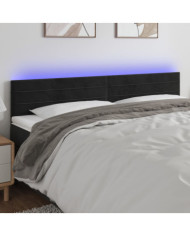Tête de lit à LED Noir 200x5x78/88 cm Velours | Mobilier & Déco