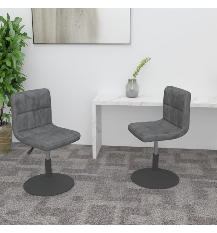 Chaises pivotantes à manger lot de 2 gris foncé velours | Mobilier & Déco