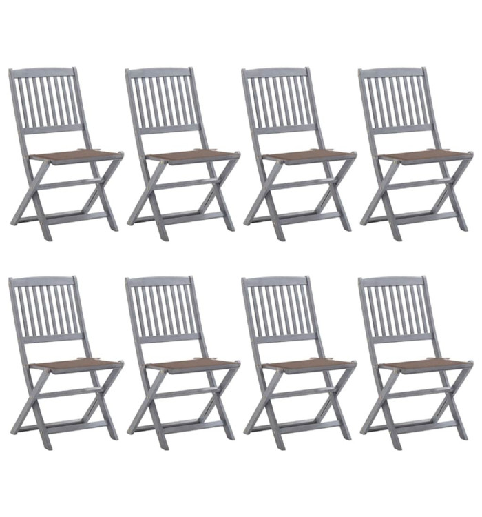 Chaises pliables d'extérieur lot de 8 et coussins Bois d'acacia | Mobilier & Déco