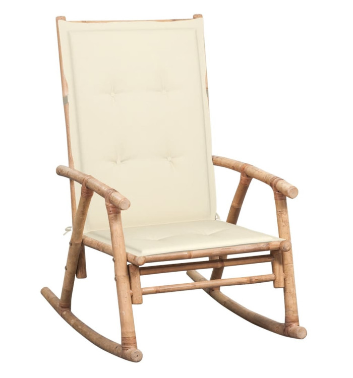 Chaise à bascule avec coussin Bambou | Mobilier & Déco