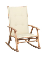 Chaise à bascule avec coussin Bambou | Mobilier & Déco