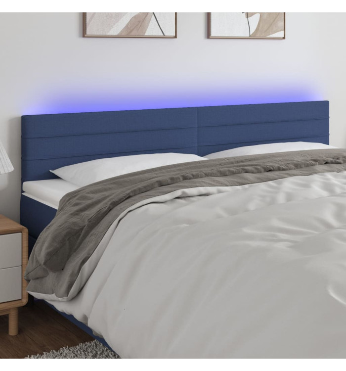 Tête de lit à LED Bleu 160x5x78/88 cm Tissu | Mobilier & Déco