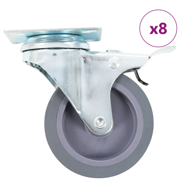 8 pcs Roulettes pivotantes 75 mm | Mobilier & Déco
