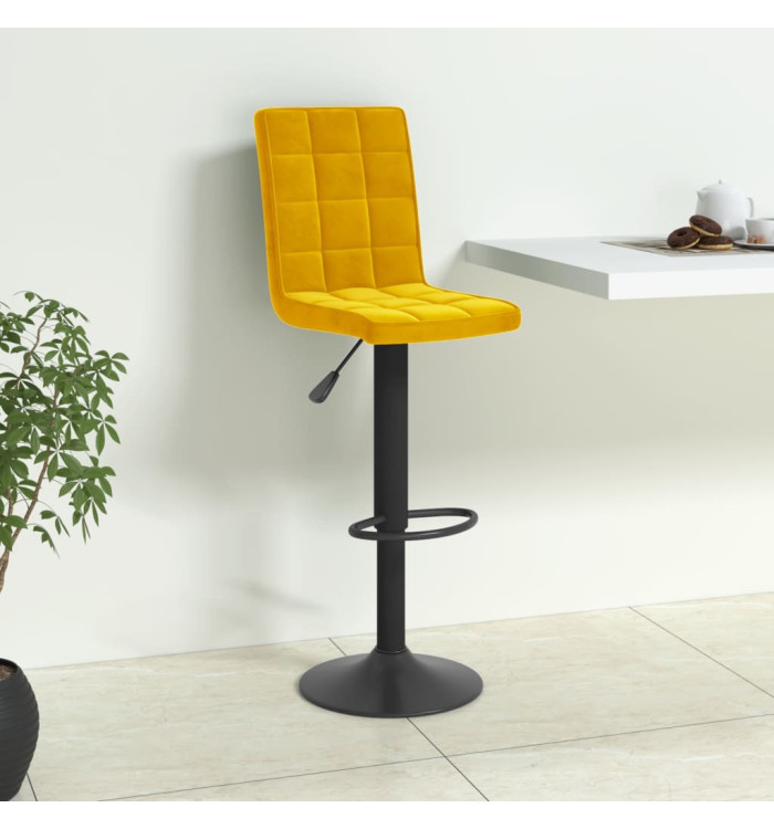 Tabouret de bar Jaune moutarde Velours | Mobilier & Déco