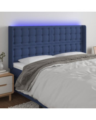Tête de lit à LED Bleu 163x16x118/128 cm Tissu | Mobilier & Déco
