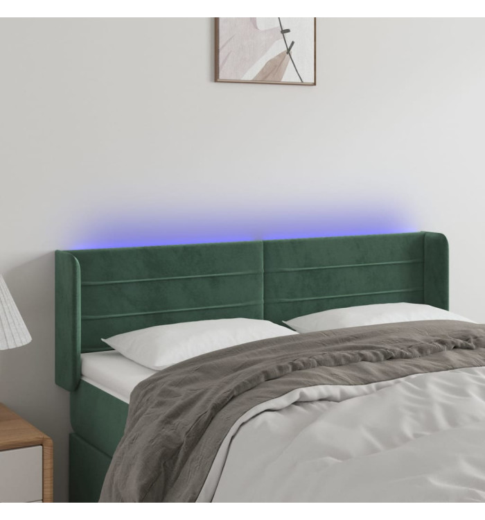 Tête de lit à LED Vert foncé 147x16x78/88 cm Velours | Mobilier & Déco