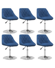 Chaises pivotantes à manger lot de 6 Bleu Velours | Mobilier & Déco